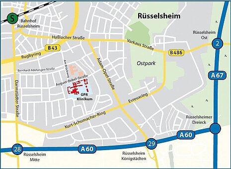 Karte von der Autobahn zum GPR