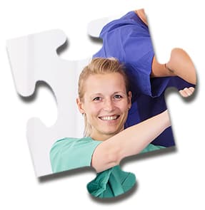 Puzzleteil mit Pflegerin